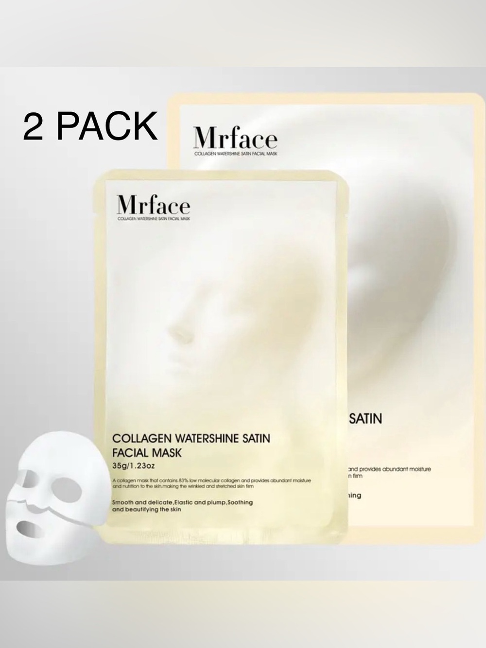 New 2-Pack Mrface Collagen Watershine Satin Facial Masks -collagen sheet masks